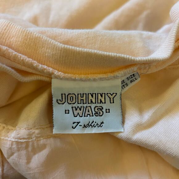 Vtg Johnny Was Tee Pink Womens One Size USA Embroidered Lizards Single Stitch - Picture 3 of 7